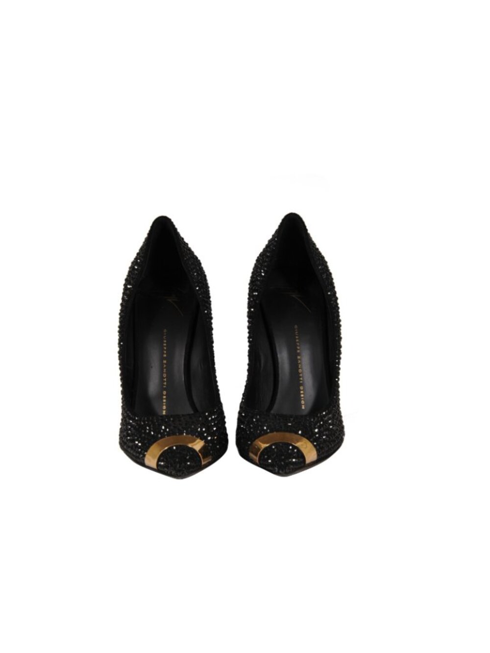 Giuseppe Zanotti Women Crystal Emballished Heels Sz US9 EU39 Black Gold Studded - Picture 2 of 12